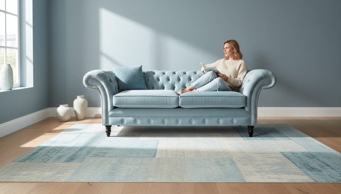 Chesterfield divano a 3 posti in tessuto stile moderno nuovo
