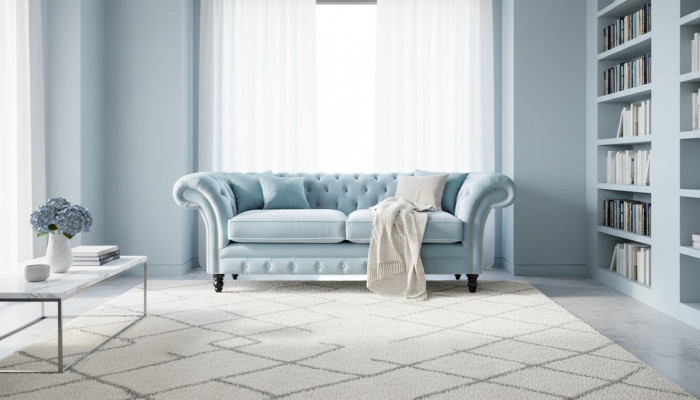 Chesterfield divano a 3 posti in tessuto stile moderno nuovo