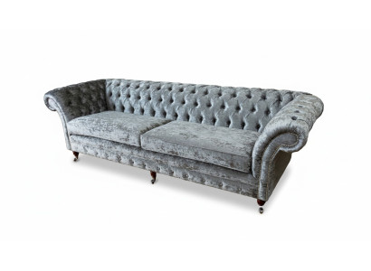 Divano a 4 posti Chesterfield per soggiorno in stile tessuto.