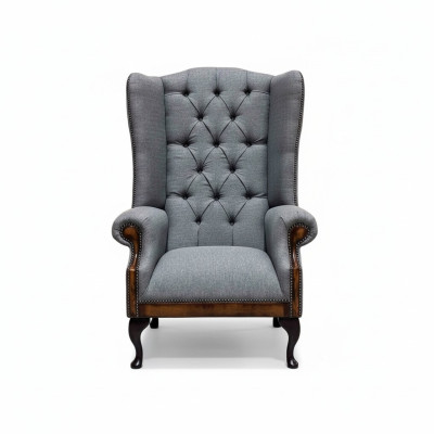 Poltrona Chesterfield Chesterfield divano a 1 posto grigio in tessuto nuovo