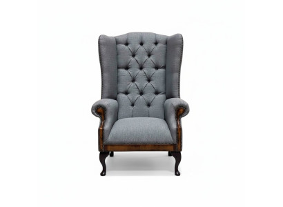 Poltrona Chesterfield Chesterfield divano a 1 posto grigio in tessuto nuovo