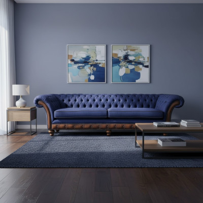 Divano moderno Chesterfield 4 posti Divani di lusso in stoffa Soggiorno Nuovo