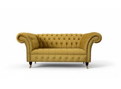 Divano a due posti Chesterfield design imbottito in tessuto textil.