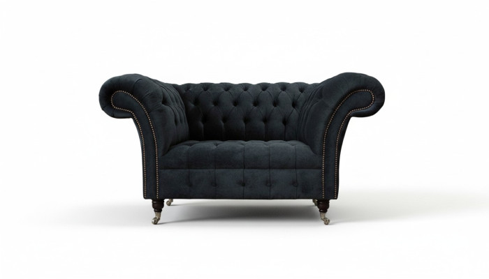 Divano Chesterfield, poltrona design in tessuto di lusso, divano imbottito a una piazza.