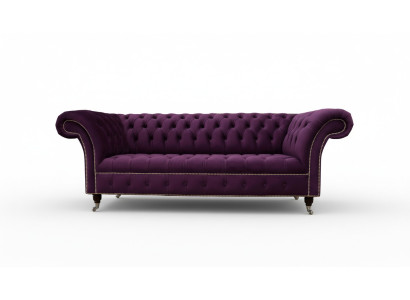 Divano Chesterfield lilla a 3 posti Chesterfield, divano di design in tessuto