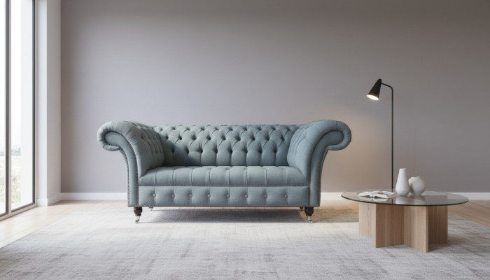 Chesterfield arredamento per ufficio Divano Divano 2 posti Tessuto Grigio