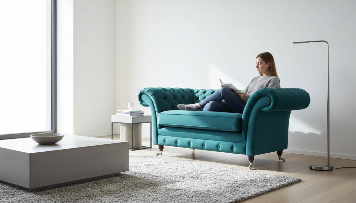 Chesterfield Design poltrona divano imbottita di lusso in tessuto divani 1 posto