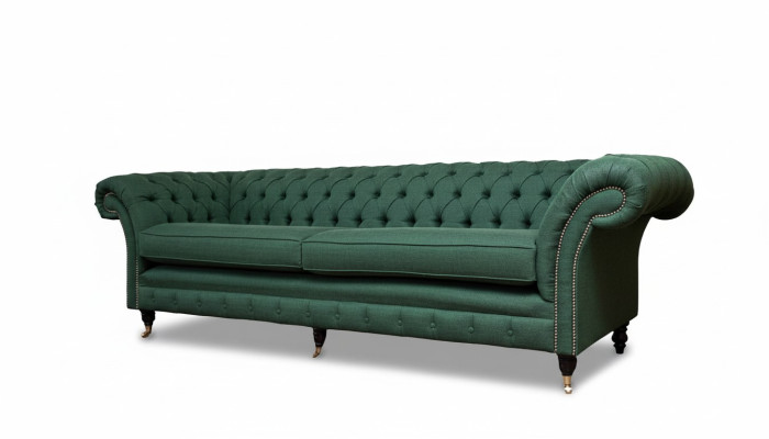 Divano 4 posti Verde Soggiorno Design Moderno Tessuto Imbottito Lusso
