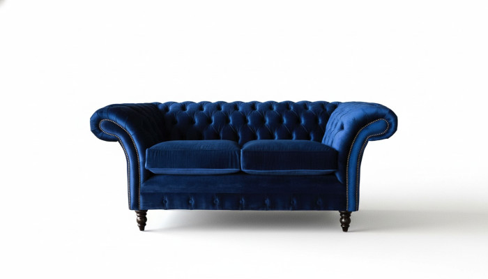 Chesterfield Mobili per ufficio Sedute Arredamento Divano Divano 2 posti Tessuto Blu