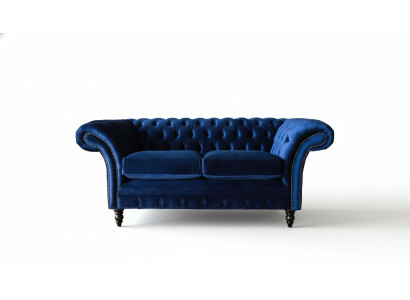 Chesterfield Mobili per ufficio Sedute Arredamento Divano Divano 2 posti Tessuto Blu