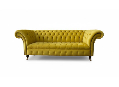Chesterfield divano a 3 posti in stile divano imbottito Tessuto in tessuto nuovo