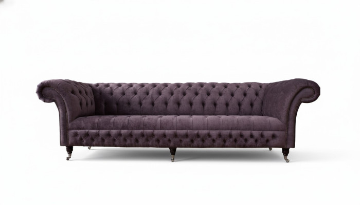 Divano design 4 posti divano imbottito in tessuto di lusso Chesterfield.