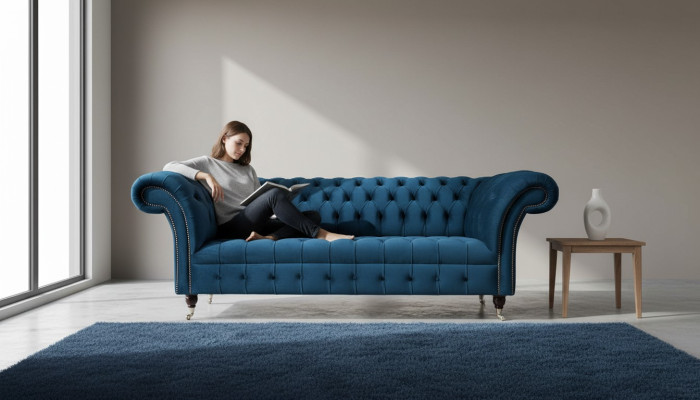Divano Chesterfield 3 posti in tessuto di lusso design