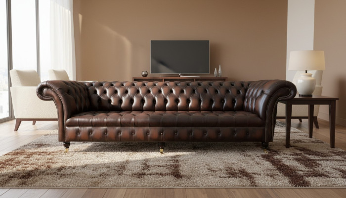 Chesterfield divano in pelle a 4 posti per il soggiorno, design, divano, mobili, nuovi