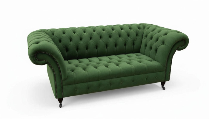 Chesterfield Arredamento per ufficio Poltrona Divano Divano a 2 posti Tessuto Verde