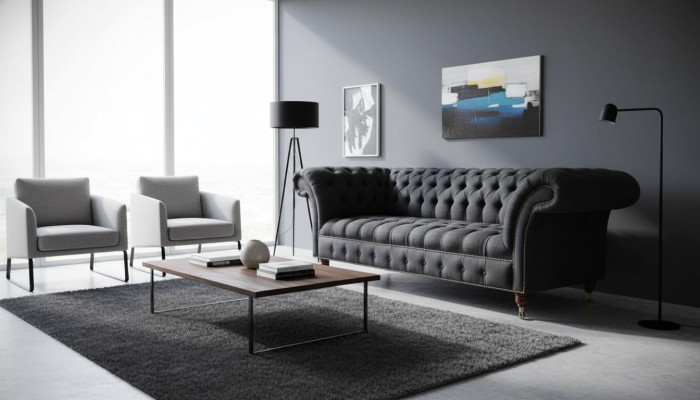 Chesterfield divano a tre posti 3 posti divano imbottito design tessile.