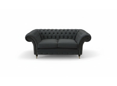 Chesterfield nero divano a 2 posti, divano imbottito, divano design in tessuto.
