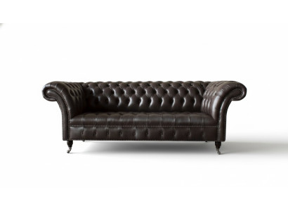 Divano Chesterfield a tre posti 3 posti in pelle marrone soggiorno di lusso