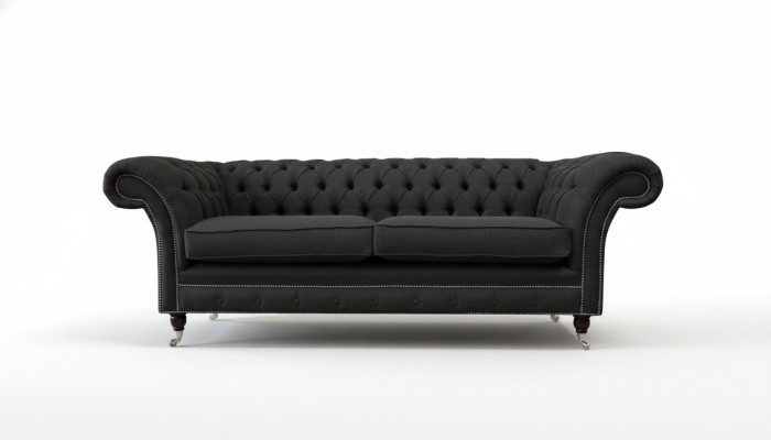 Divano Chesterfield a tre posti per soggiorno design nero mobili nuovo