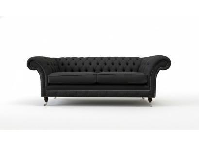 Divano Chesterfield a tre posti per soggiorno design nero mobili nuovo