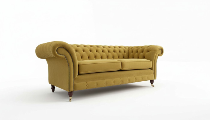 Divano Chesterfield 3 posti design Divano a tre posti in tessuto di lusso.