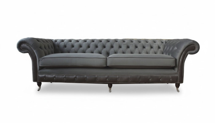 Divano design di lusso Divani imbottiti Divano a 4 posti Chesterfield di lusso Grigio