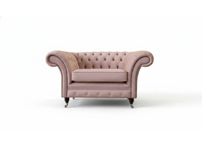 Chesterfield Poltrona design rosa, lussuoso tessuto, divano monoposto.