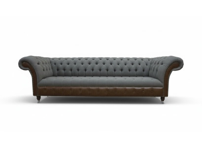 Divano in tessuto di lusso Chesterfield inglese a 4 posti in stile imbottito.