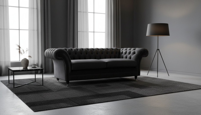 Divano 3 posti Soggiorno Lusso Imbottito Design Mobili Chesterfield Nuovo