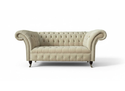 Divano due posti imbottito 2 sedute tessuto lusso Chesterfield nuovo