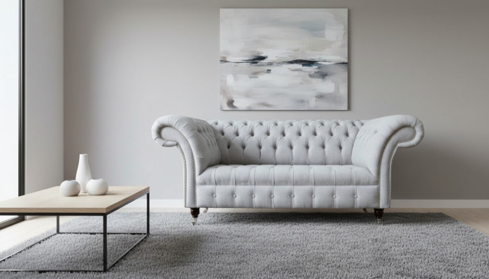 Chesterfield lusso divano a 2 posti in tessuto stoffa nuovo.