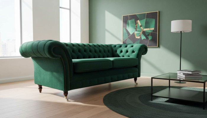 Divano Chesterfield divano imbottito a 3 posti divani sedili divani verdi nuovi