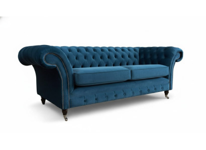 Divano design 3 posti Divano imbottito in tessuto di lusso Chesterfield Nuovo