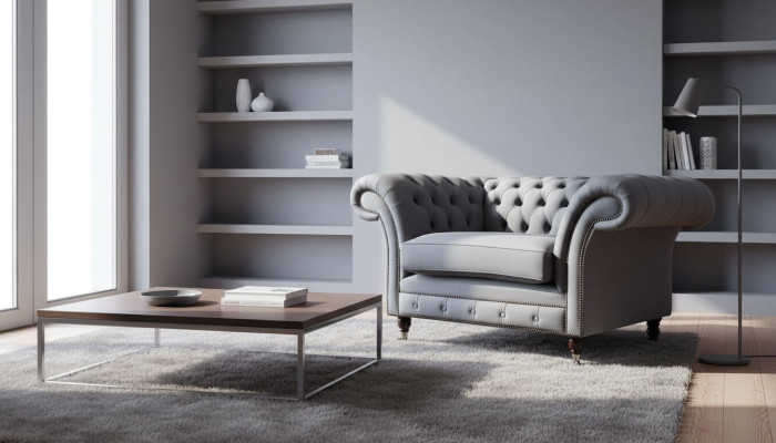Design divano Chesterfield in tessuto Poltrona 1 posto Divani imbottiti Lounge Nuovi