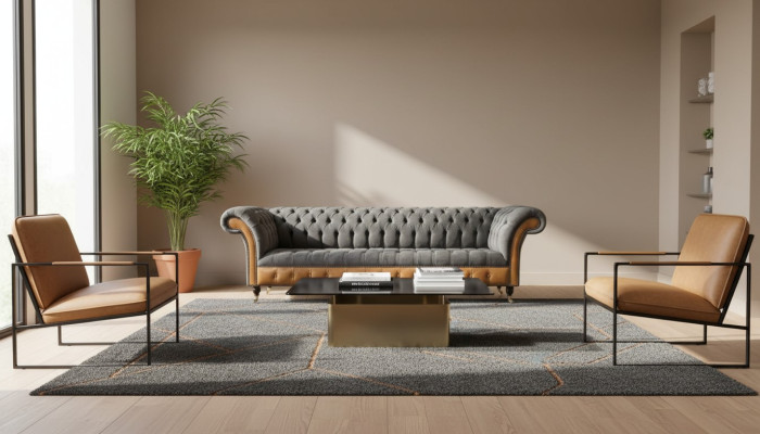 Divano 4 posti Chesterfield, divano di lusso, grande divano imbottito 300 cm design.