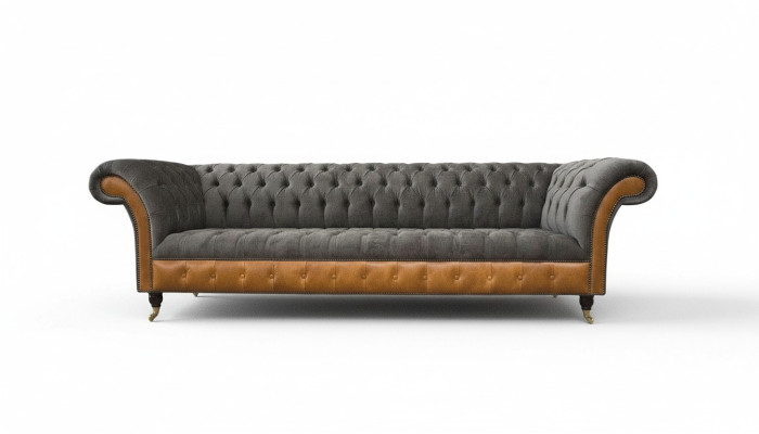 Divano 4 posti Chesterfield, divano di lusso, grande divano imbottito 300 cm design.