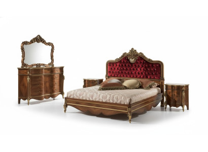 Camera da letto Mobili Set composto da 5 pezzi. Letto, 2 comodini, cassettiera. Stile classico in legno.