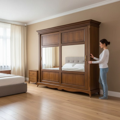 Mobili da camera da letto Armadio con specchio Design in legno massello Italia
