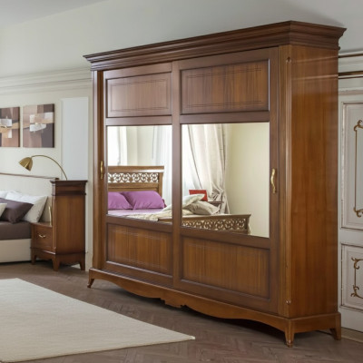 Mobili da camera da letto Armadio con specchio Design in legno massello Italia