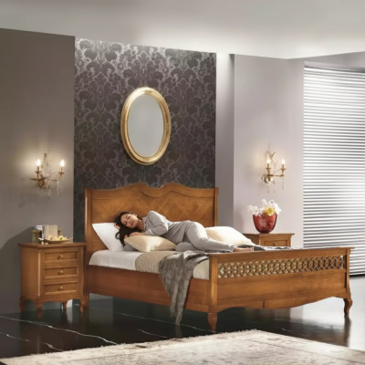 Letto 2x Comodini 3 pezzi. Mobili italiani Camera da letto in legno Nuovo set