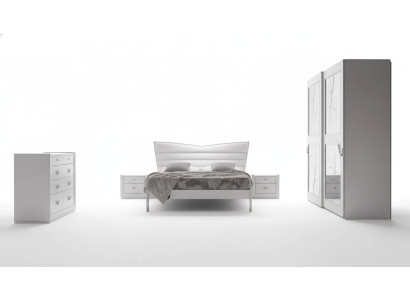 Lussuoso set di camera da letto con letto, 2 comodini e set di 6 mobili. Nuovo.