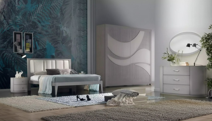 Camera da letto Letto 2x Comodini Armadio Cassettone Set di lusso 5 pezzi.