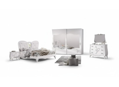 Camera da letto 5 pezzi. Set Letto 2 comodini Armadio Moderno Mobili