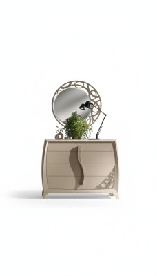 Set cassettiera design specchio console di lusso mobili in legno beige