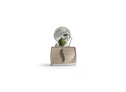 Set cassettiera design specchio console di lusso mobili in legno beige