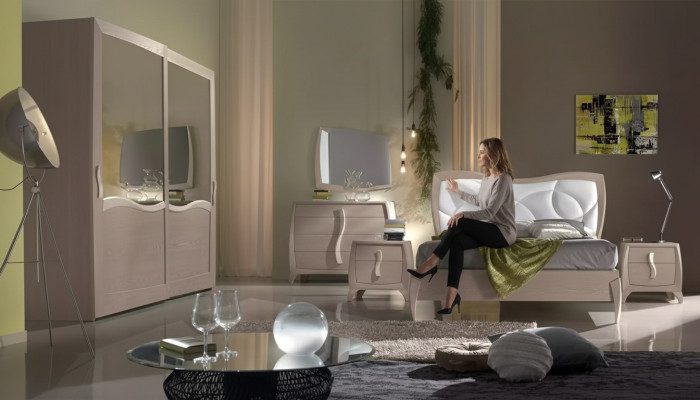 Letto 2x Comodini 6 pezzi Camera da letto Set Design Moderno Mobili di lusso Nuovo