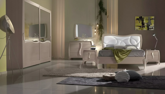 Letto 2x Comodini 6 pezzi Camera da letto Set Design Moderno Mobili di lusso Nuovo