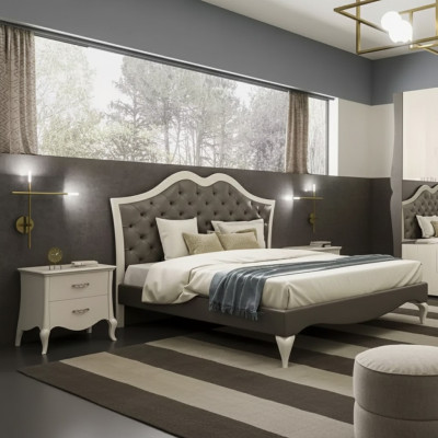 Letto Set camera da letto Letto 2x Comodino Moderno Mobili italiani 3 pezzi