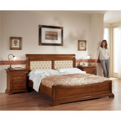 Camera da letto completa Letto 2x Comodini Set Mobili di lusso 3 pezzi Marrone