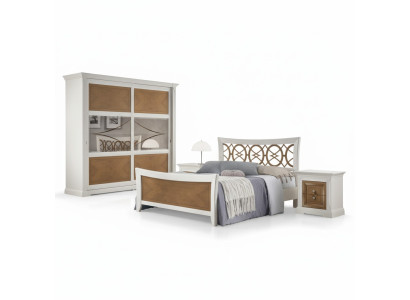 Camera da letto Mobili 3 pezzi Set Letto Legno massello 2x Comodini Letti Legno